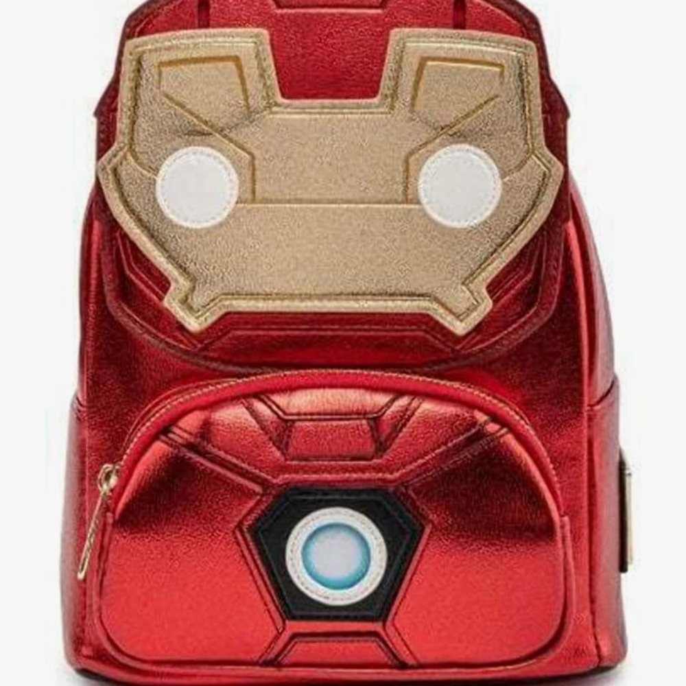 Loungefly x Marvel Pop! Iron Man Light Up‎ Mini Backpack Metallic Leather